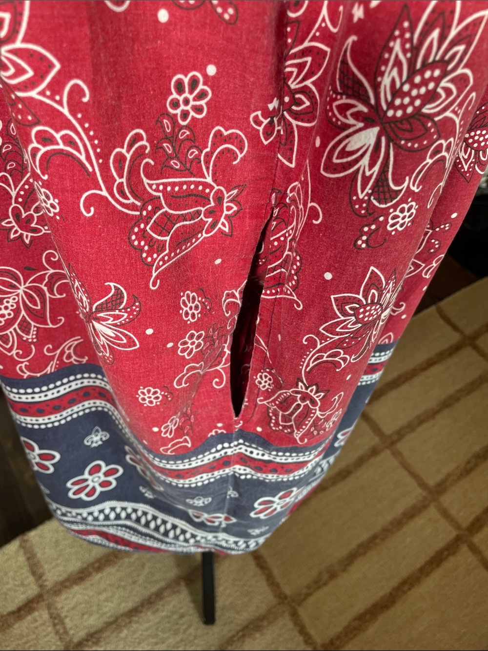 Only Necessities Red Navy Floral Smocked Yoke Nightgown Cotton Size 1X - Picture 5 of 11